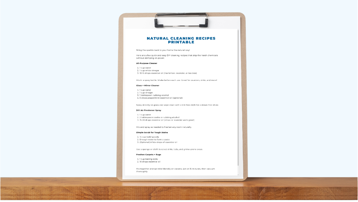 Natural Cleaning Recipes Printable